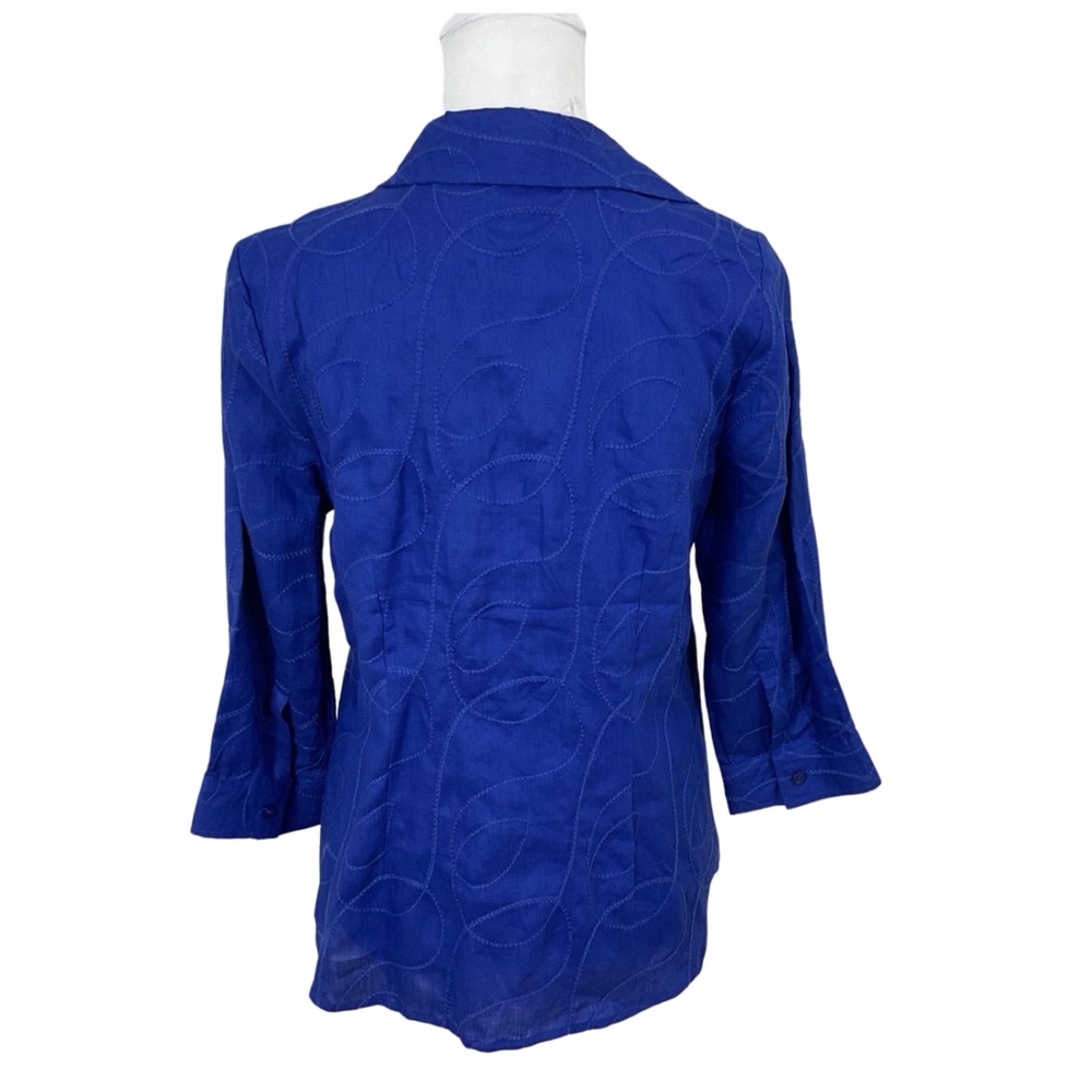 Tweeds Royal Blue 100% Linen Button-front Shirt Size M - Picture 3 of 8
